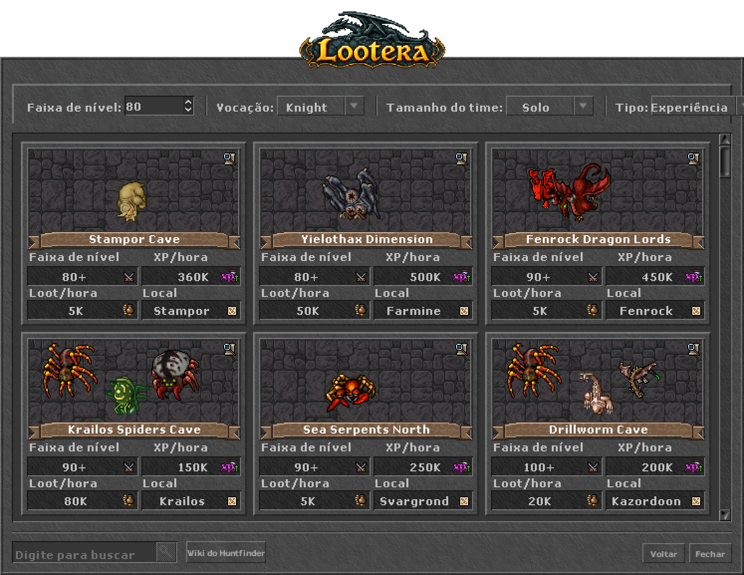 Hunt Finder: the list of hunts